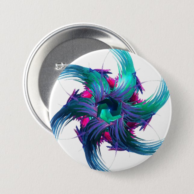 Fraktal Fantasy Wirbel Abzeichen Button (Vorne & Hinten)