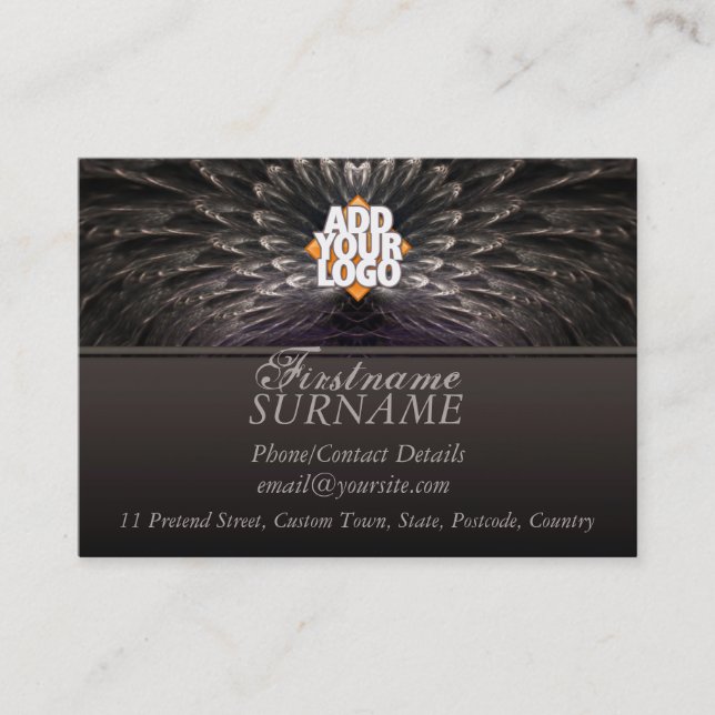 Fraktal Feathers Big Business Card Visitenkarte (Vorderseite)