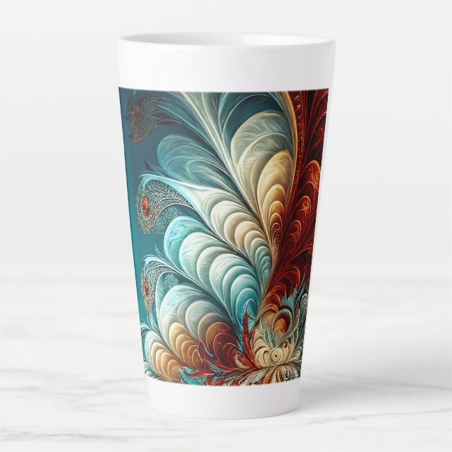 Fraktal Feathers Latte Tasse (Vorderseite)