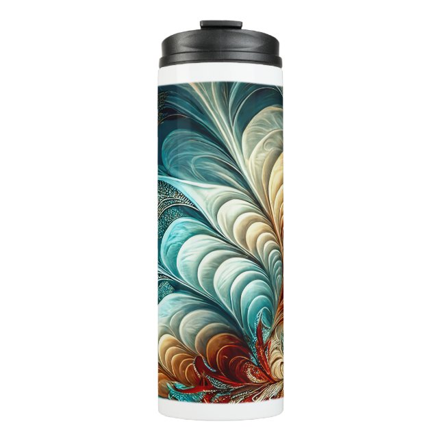 Fraktal Feathers Thermal Tumbler Thermosbecher (Vorderseite)
