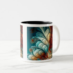 Fraktal Feathers Zwei-Tonen-Tasse, 11 oz Zweifarbige Tasse