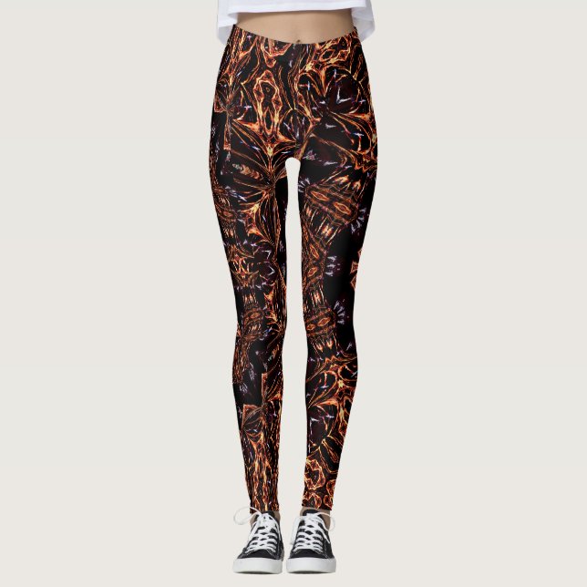 Fraktal Feuer Stimmung Custom Leggings (Vorderseite)