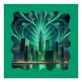 Fraktal-Feuerwerke in der Stadt Poster