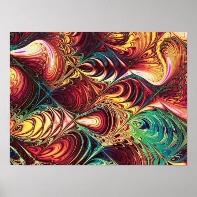 Fraktal Fish Pattern Poster (Vorne)