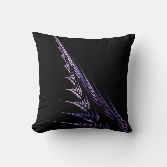 Fraktal Flamme Muster Lila schwarze Throw Kissen (Vorderseite)