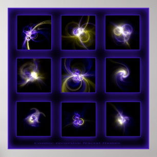 Fraktal Flammen Comp. -Blau Poster