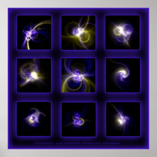 Fraktal Flammen Comp. -Blau Poster
