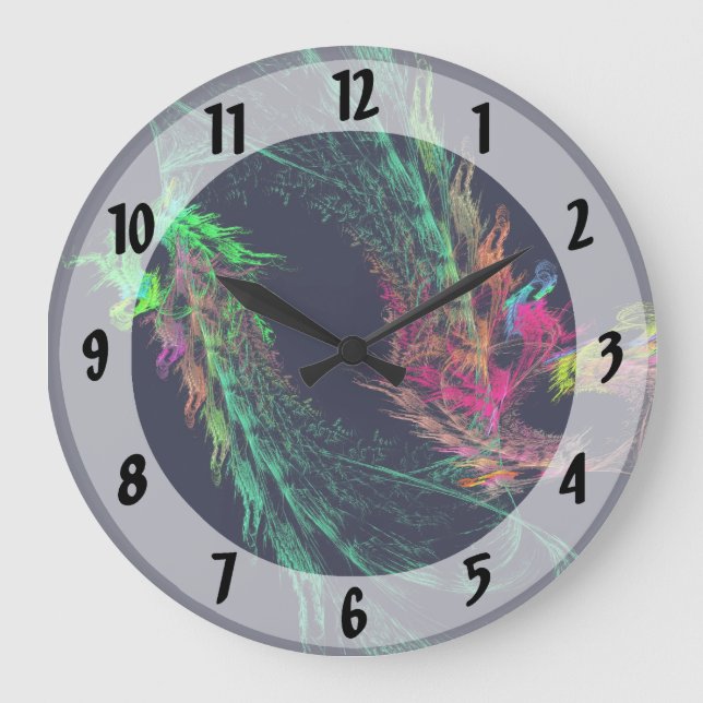 Fraktal - Flügeldrache Große Wanduhr (Vorderseite)