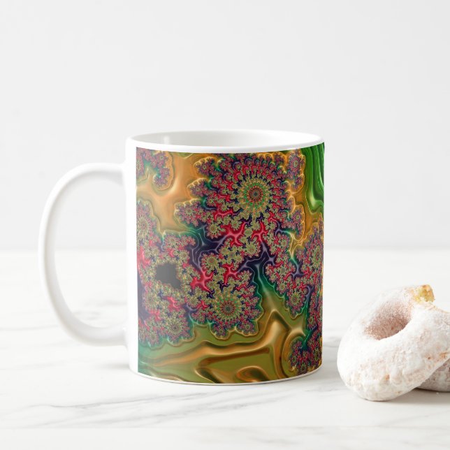 Fraktal Forest Kaffeetasse (Mit Donut)