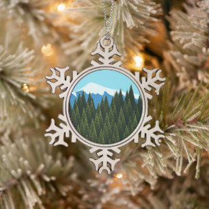 Fraktal Forest Schneeflocken Zinn-Ornament