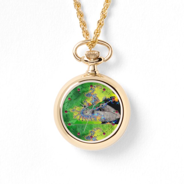 FRAKTAL-FRAU IN GRÜNGELB ARMBANDUHR (Vorderseite)