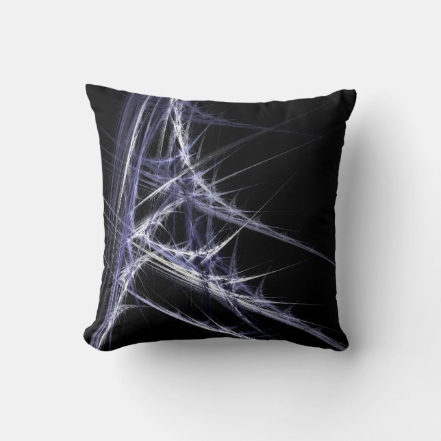 Fraktal Frost Muster Lila Schwarzes Kissen (Vorderseite)