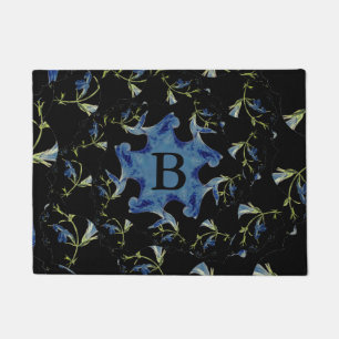 Fraktal für Schwarz und Blau Fußmatte