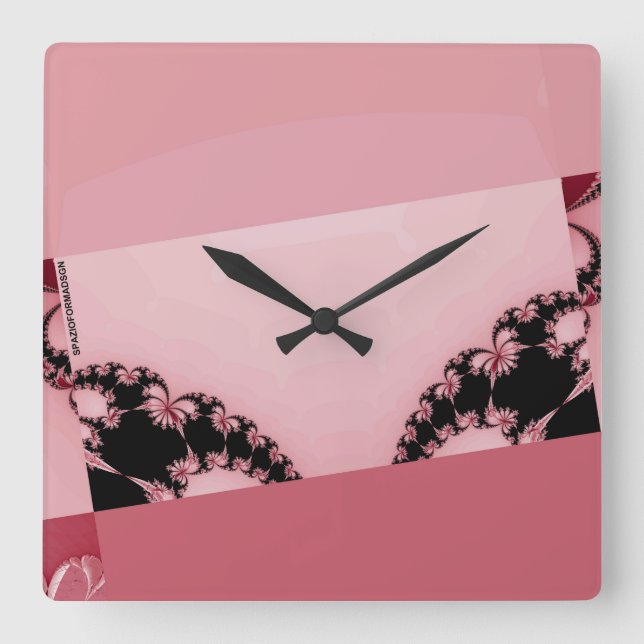 Fraktal Garden cremig Quadratische Wanduhr (Vorderseite)