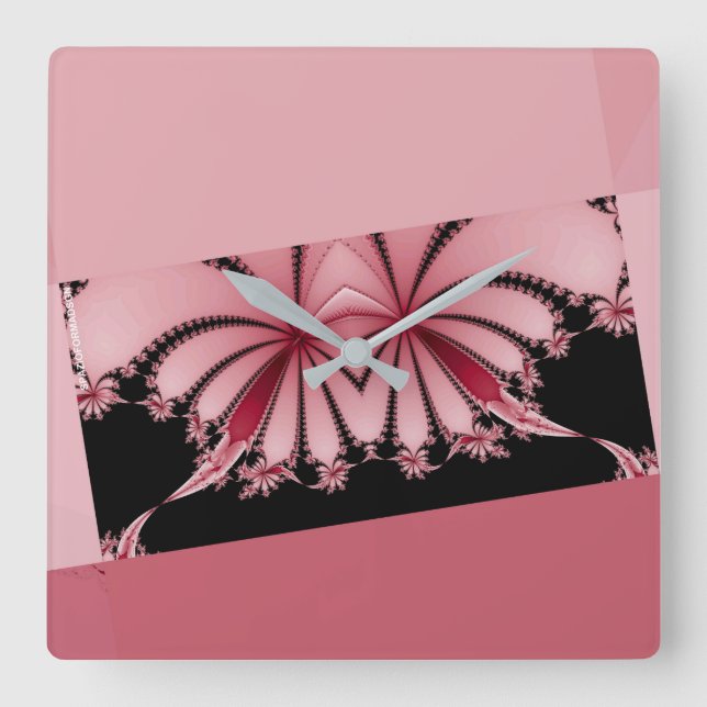 Fraktal Garden Orchidee Quadratische Wanduhr (Vorderseite)