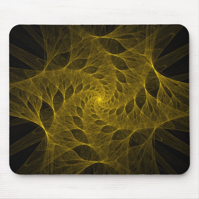 Fraktal gelbes gewundenes Mousepad (Vorne)