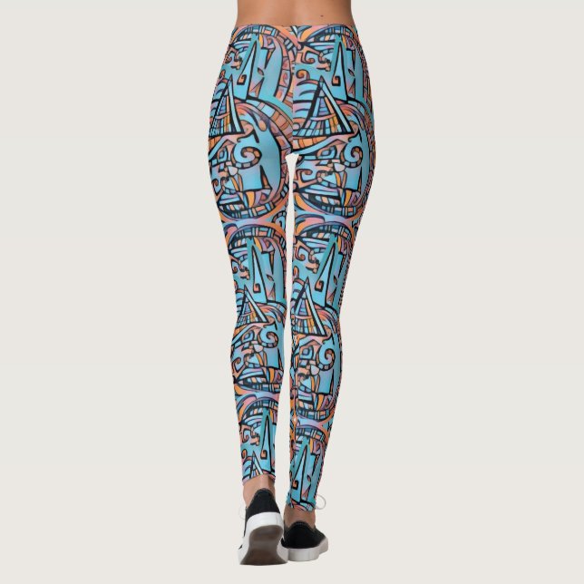 Fraktal geometrische Psy-Leggings Leggings (Rückseite)