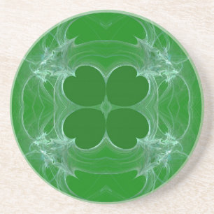 Fraktal Green Clover Untersetzer