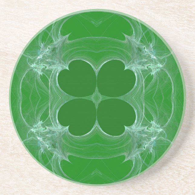 Fraktal Green Clover Untersetzer (Vorne)