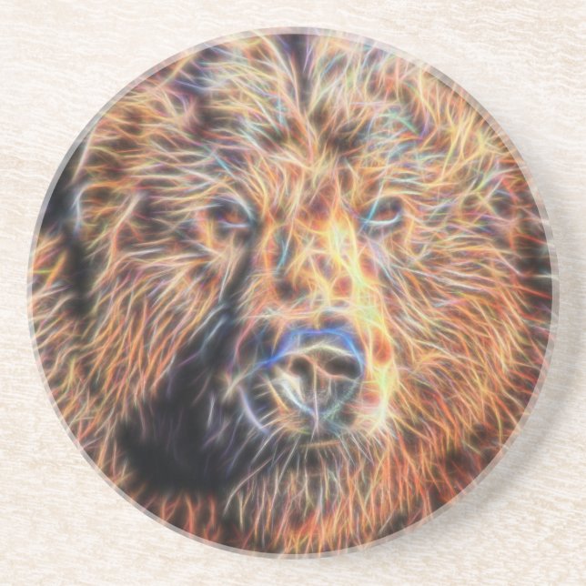 Fraktal Grizzly Bear Getränkeuntersetzer (Vorne)