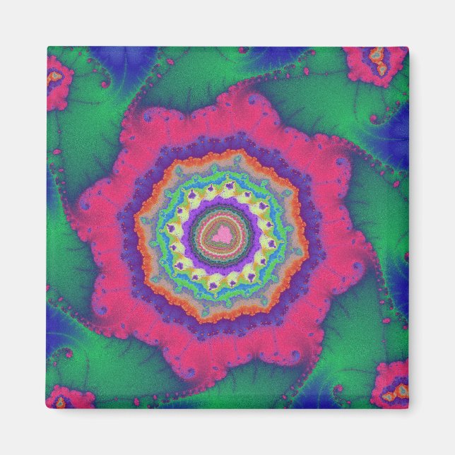 Fraktal grün und rosa magnet (Vorne)