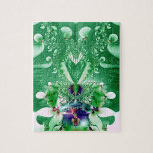 Fraktal "Grünes Herz und Blume" Puzzle