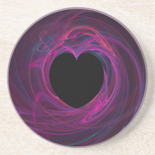 Fraktal Heart Series-3-pnk Swirl Untersetzer