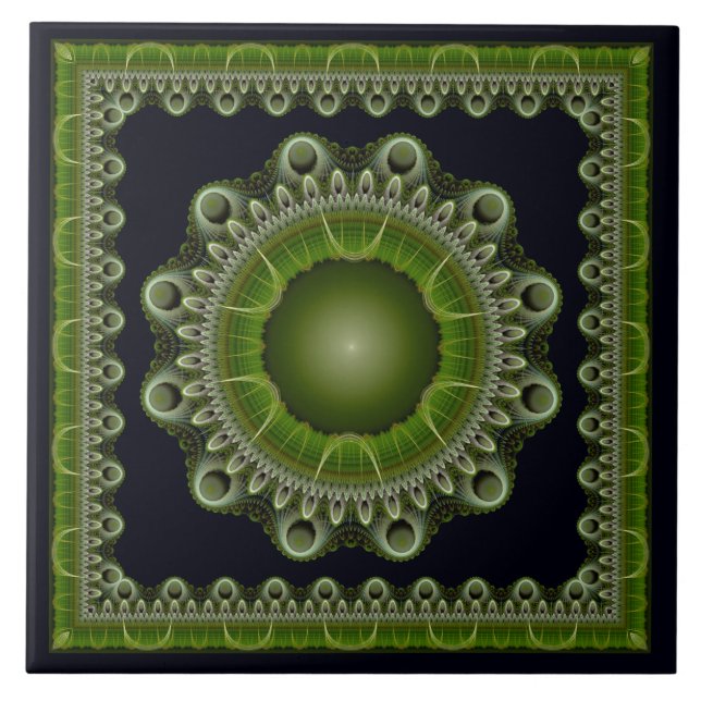 Fraktal hell gerahmt Mandala Fliese (Vorderseite)