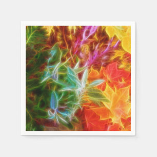 Fraktal Herbstleaves Regenbogen Serviette