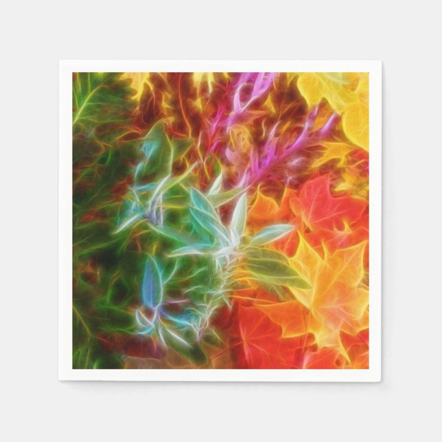 Fraktal Herbstleaves Regenbogen Serviette (Vorderseite)