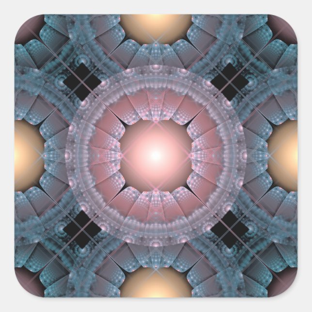 Fraktal-Hochglanzmuster Quadratischer Aufkleber (Vorderseite)