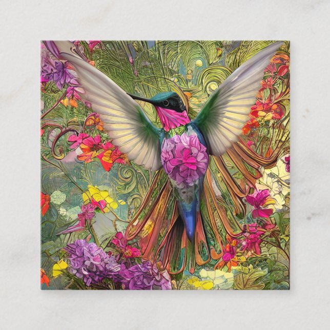 Fraktal Hummingbird Gem Graphic Quadratische Visitenkarte (Vorderseite)