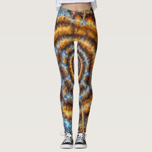Fraktal in Blau und Gold wirbelnde Leggings