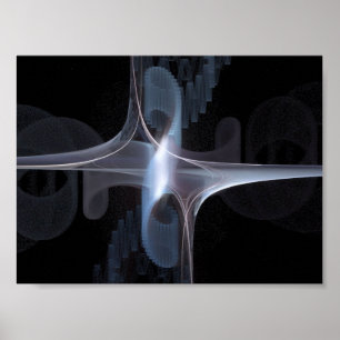 Fraktal in blau und grau poster