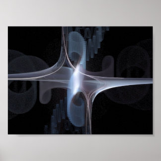 Fraktal in blau und grau poster