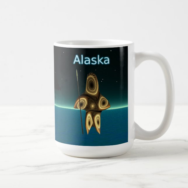 Fraktal Inuit Hunter - Alaska Kaffeetasse (Rechts)