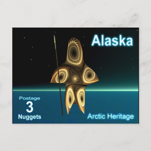 Fraktal Inuit Hunter - Alaska Postage Postkarte (Vorderseite)