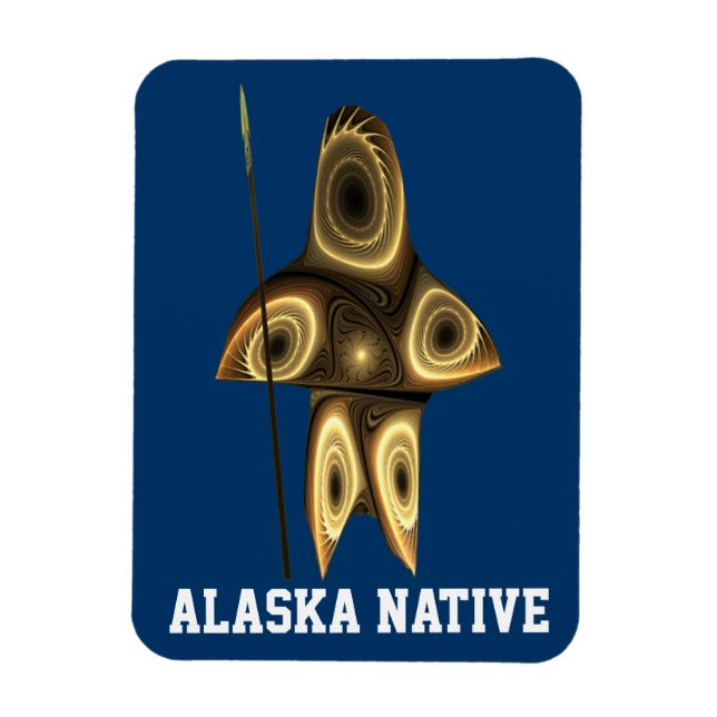 Fraktal Inuit Hunter - Alaska-Ureinwohner Magnet (Vertikal)