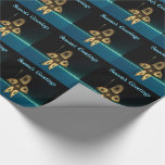 Fraktal Inuit Hunter - Grüße der Saison Geschenkpapier<br><div class="desc">Ein braunes Fraktal-Bild,  das auf einen hochstilisierten Inuit-Jäger hinweist,  der traditionelle Pelzkleidung trägt und einen Harpunen mit Elfenbeinkopf trägt. Das Bild ist auf einem Hintergrund überlagert,  der den dunklen polaren Winter darstellt. "Die Grüße der Jahreszeit" erscheint in leuchtendem Blau und Weiß.</div>