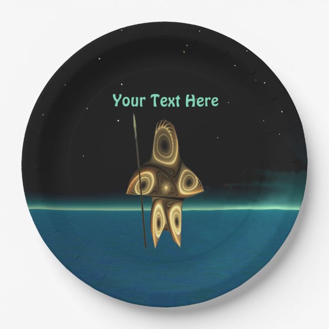 Fraktal Inuit Hunter Pappteller (Vorderseite)