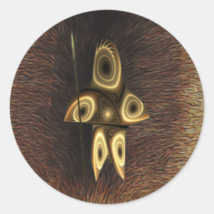 Fraktal Inuit Hunter Runder Aufkleber