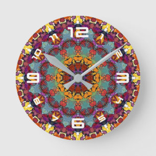 Fraktal-Kaleidoskop-Mandala-Muster-64351 Runde Wanduhr
