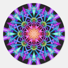Fraktal Kaleidoskop Rainbow Florets Runder Aufkleber