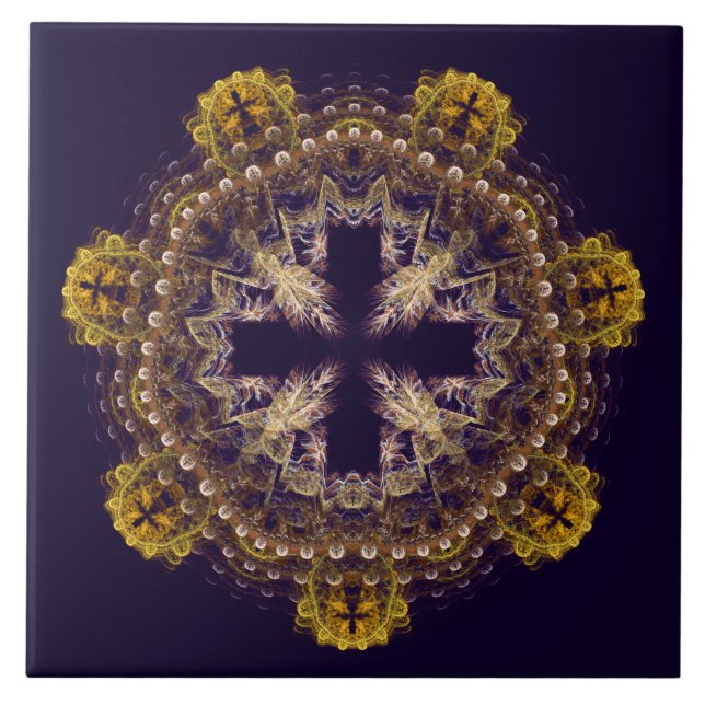Fraktal-Kreuzmandala Fliese (Vorderseite)