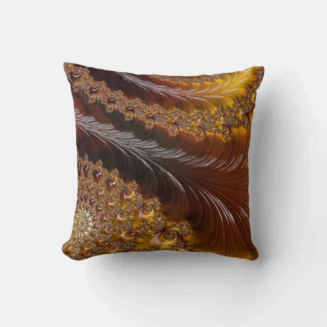 Fraktal-Kunst-Gold-/Brownthrow-Kissen Kissen (Vorderseite)