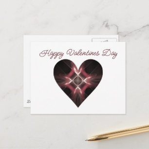 Fraktal-Kunst-Herz Rot und Schwarz Frohes Valentin Feiertagspostkarte