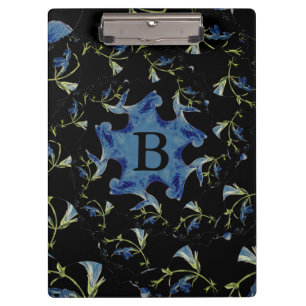 Fraktal-Kunst in Blau und Schwarz Klemmbrett