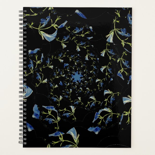 Fraktal-Kunst in Blau und Schwarz Planer (Vorderseite)