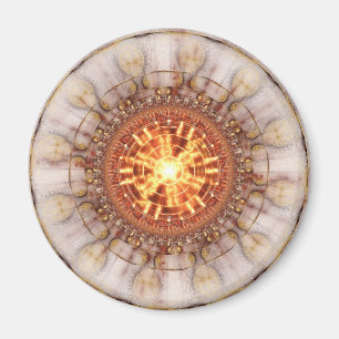 Fraktal-Kunst-Magnet: Aztekischer Medailon Magnet