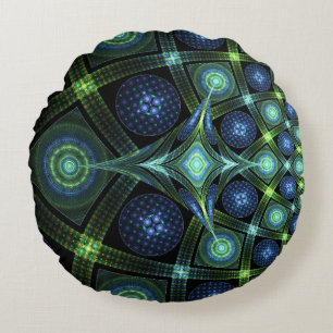 Fraktal-Kunst-Mandala-Universum-Runde-Wurfkissen Rundes Kissen